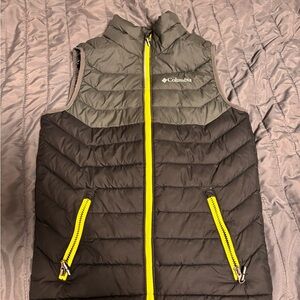 Columbia Kids' Two-Tone Puffer Vest with Yellow Accents